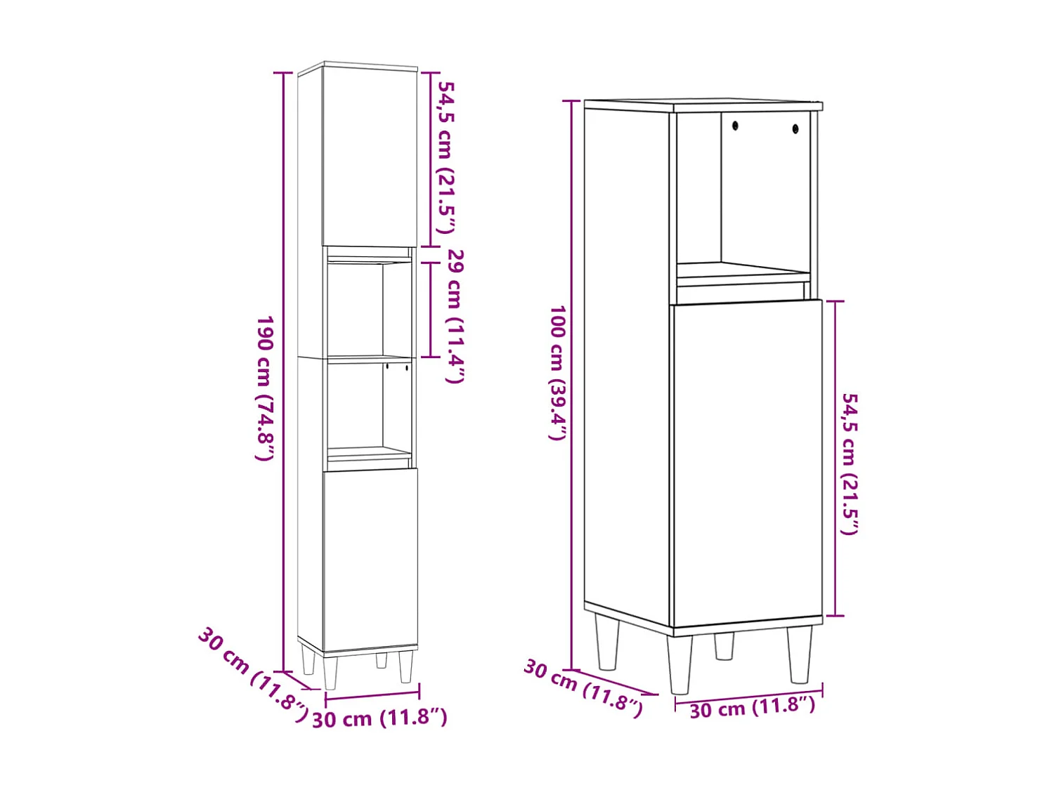 Set da bagno in rovere Sonoma da 3 pezzi