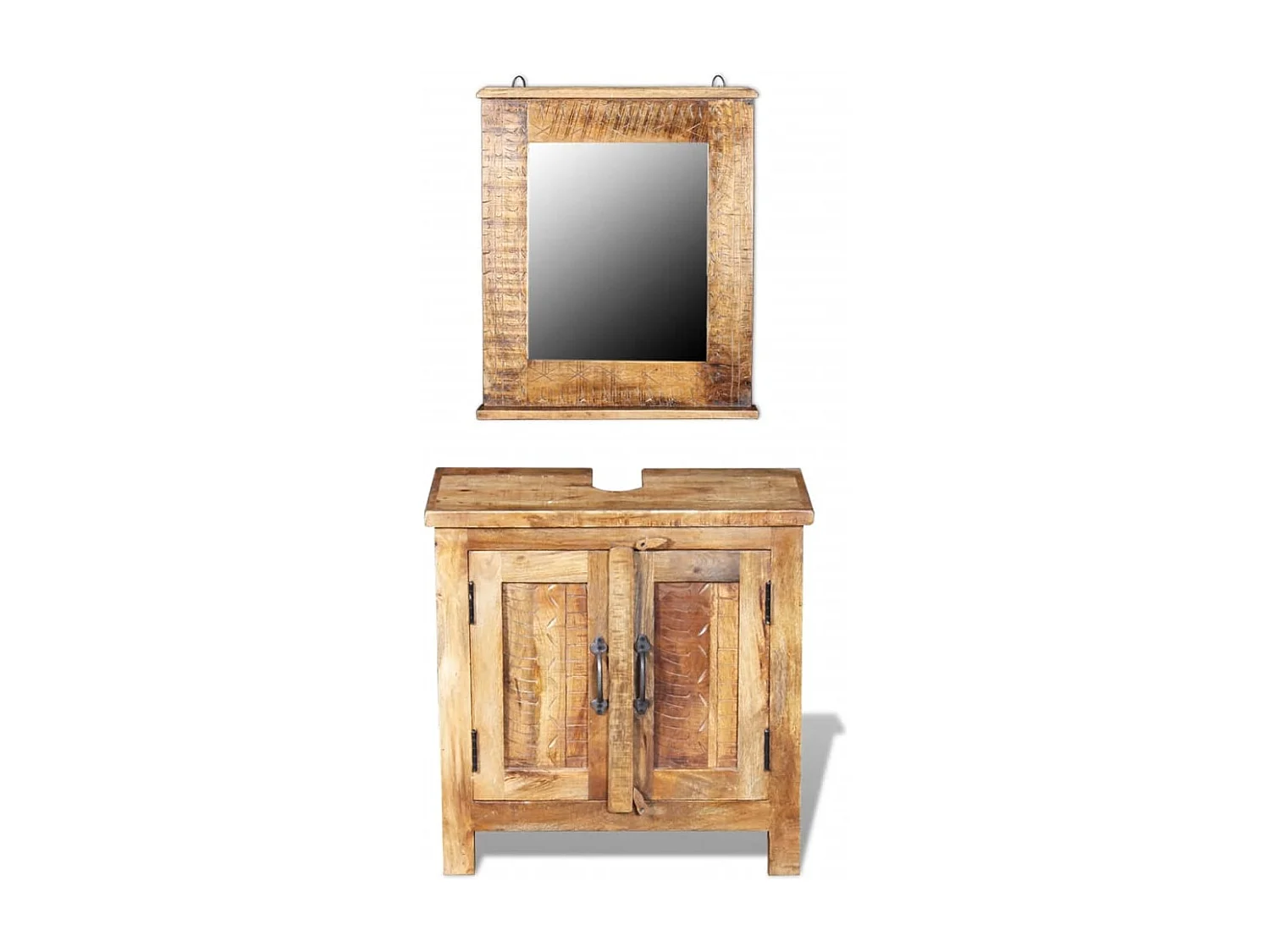 Mueble de baño con espejo Madera maciza de mango