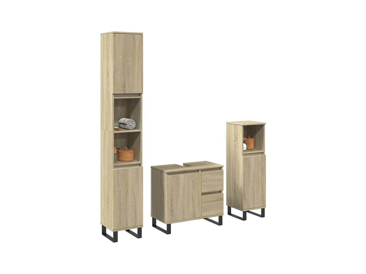 Ensemble de meubles de salle de bain 3 pcs chêne sonoma