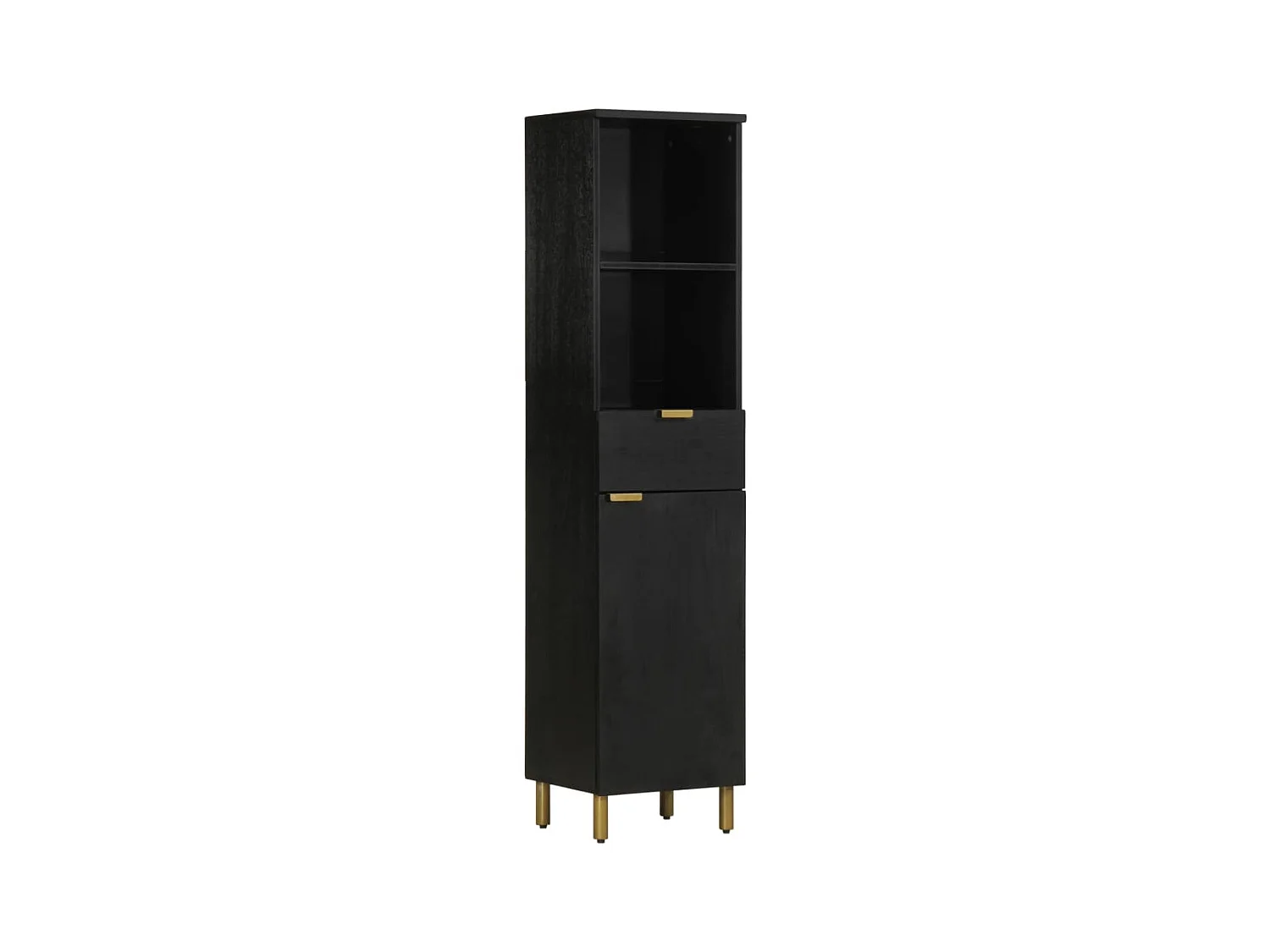 Mobile da bagno nero 38x33x160 cm in legno massello di mango