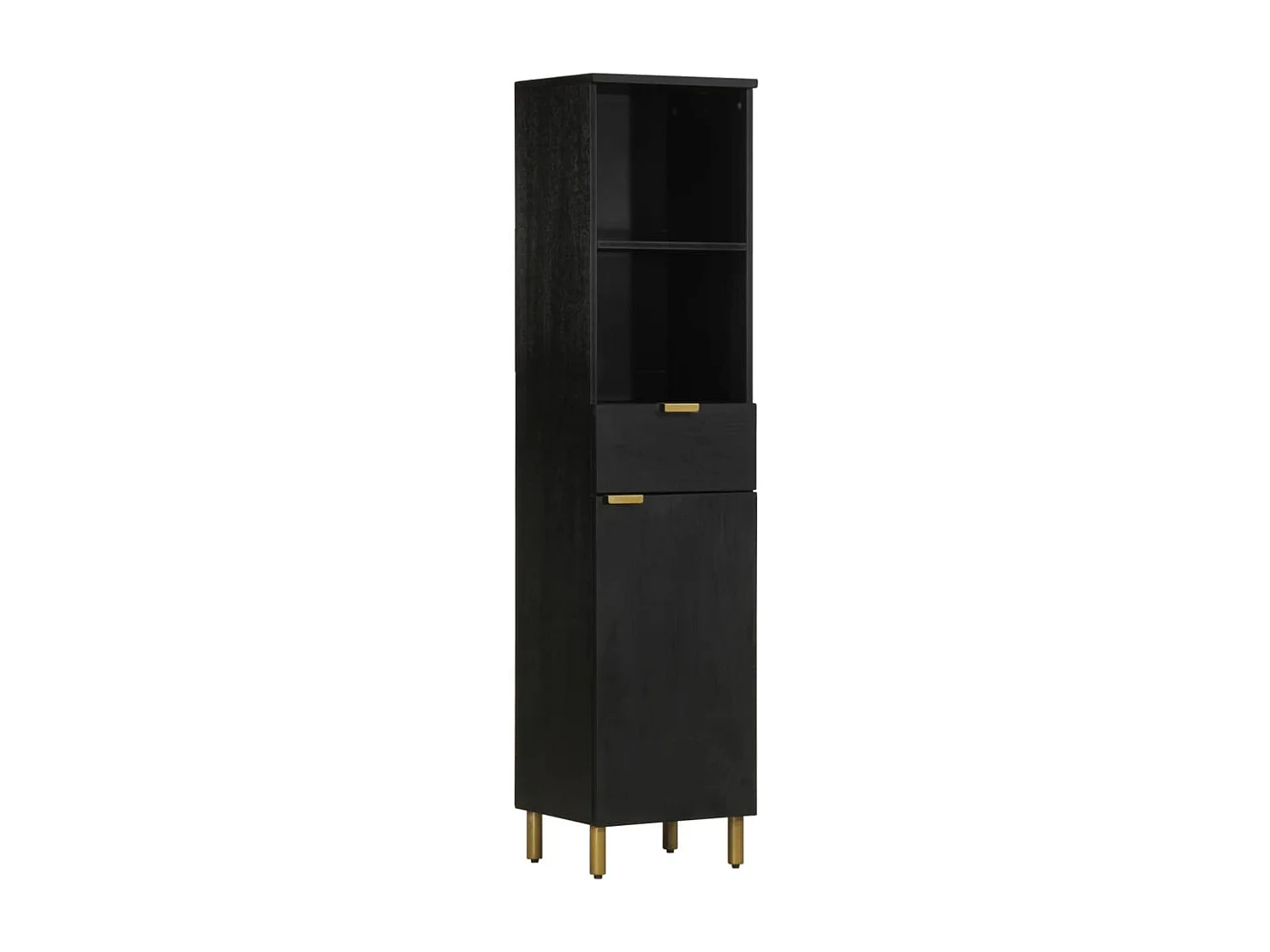 Armoire de salle de bain noir 38x33x160 cm bois massif manguier