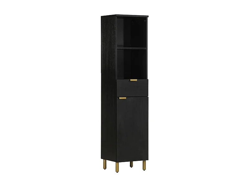Armoire de salle de bain noir 38x33x160 cm bois massif manguier
