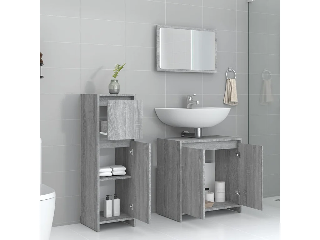 Sonoma Grey 3-teiliges Badezimmer-Waschtischset