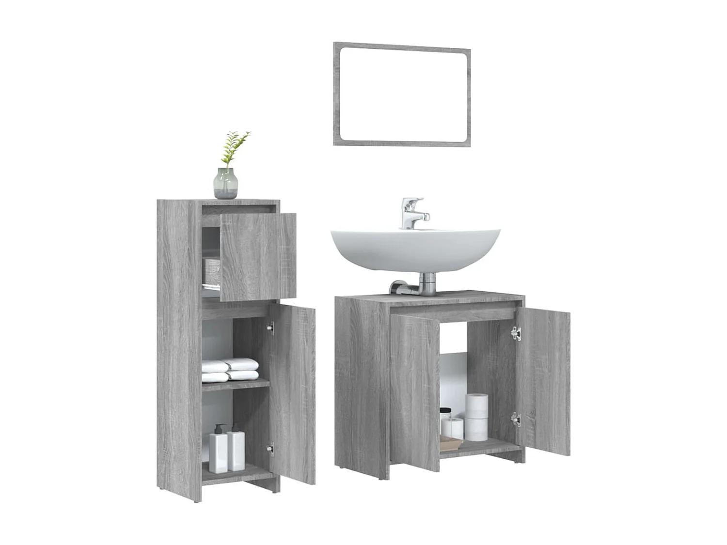 Sonoma Grey 3-teiliges Badezimmer-Waschtischset