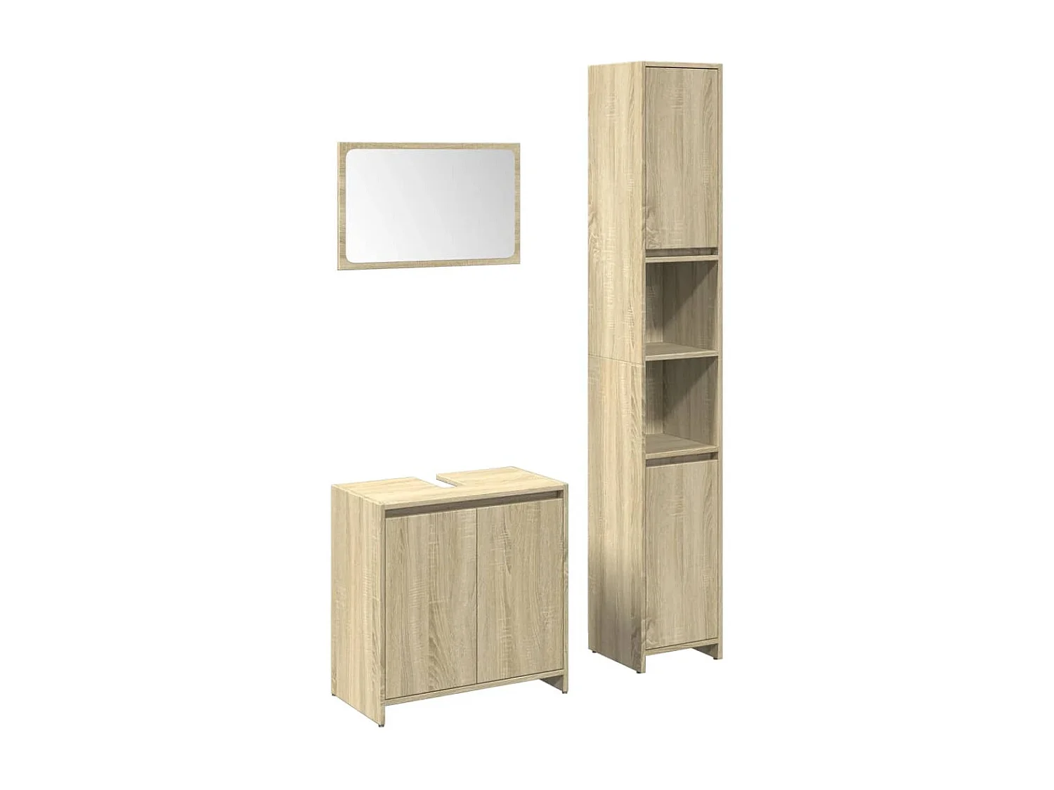 Conjunto de toucador de banheiro de 3 peças Sonoma Oak