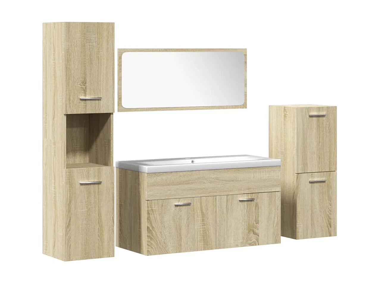 Ensemble de meubles de salle de bain 5 pcs chêne sonoma