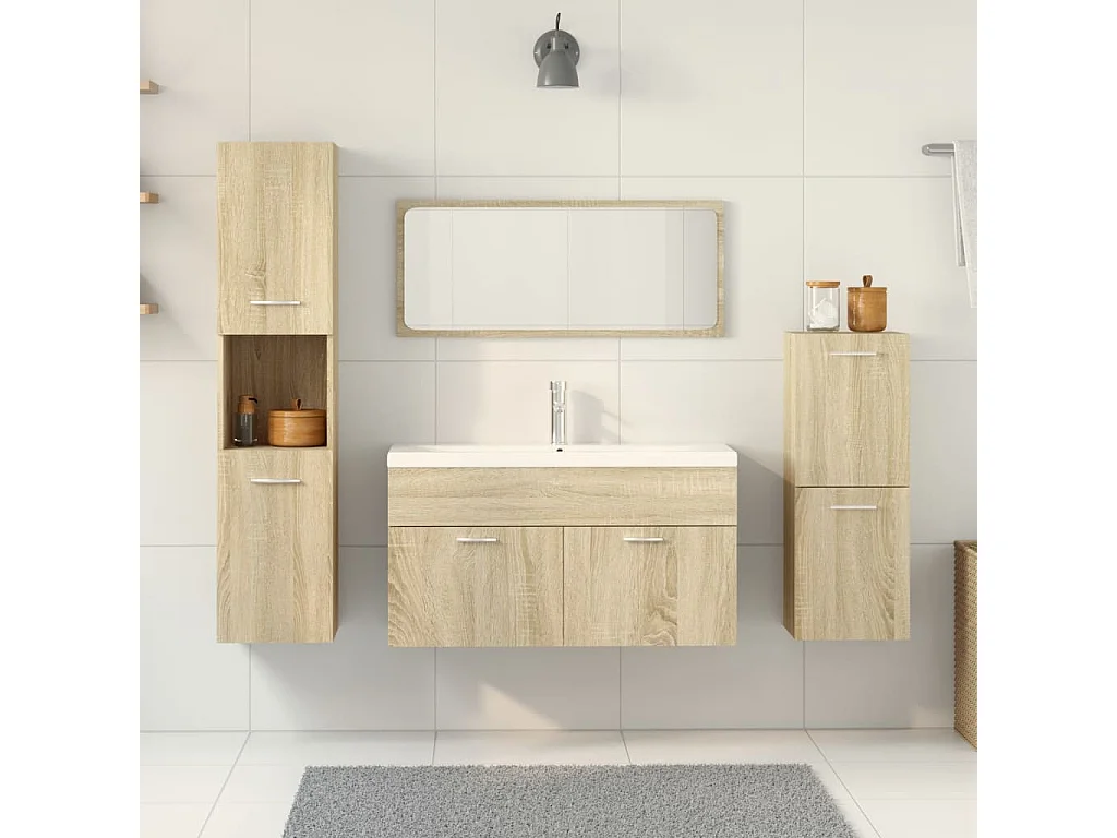 Ensemble de meubles de salle de bain 5 pcs chêne sonoma