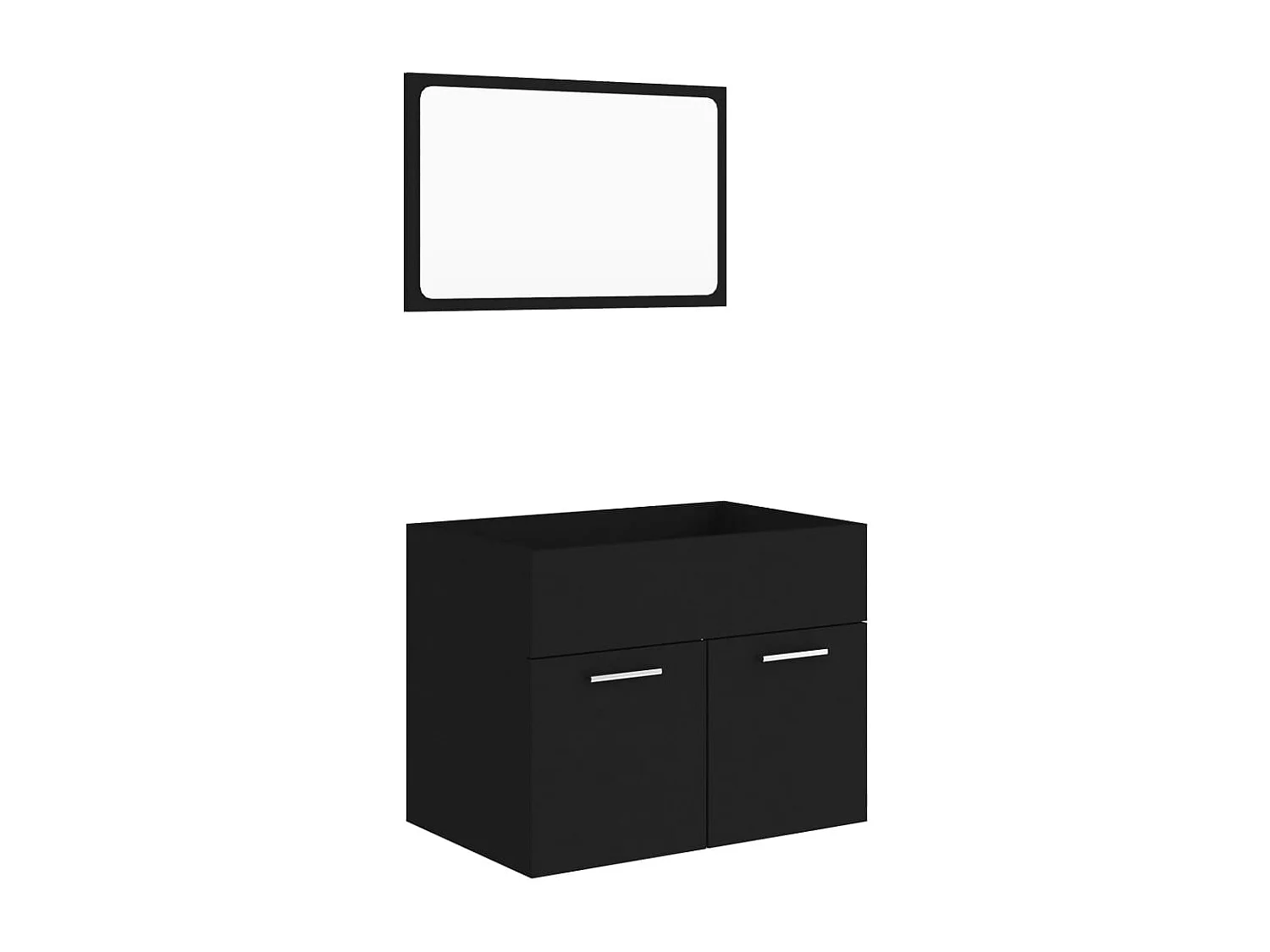 Set di mobili da bagno da 2 pezzi. Legno ingegnerizzato nero