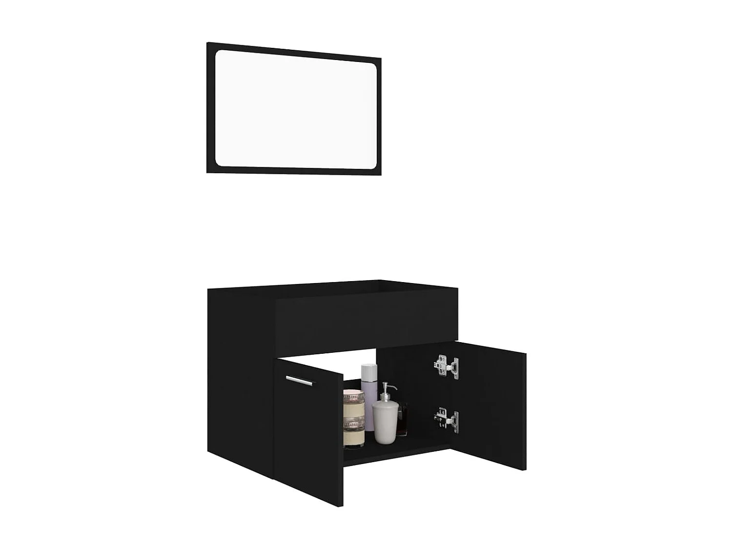 Set di mobili da bagno da 2 pezzi. Legno ingegnerizzato nero