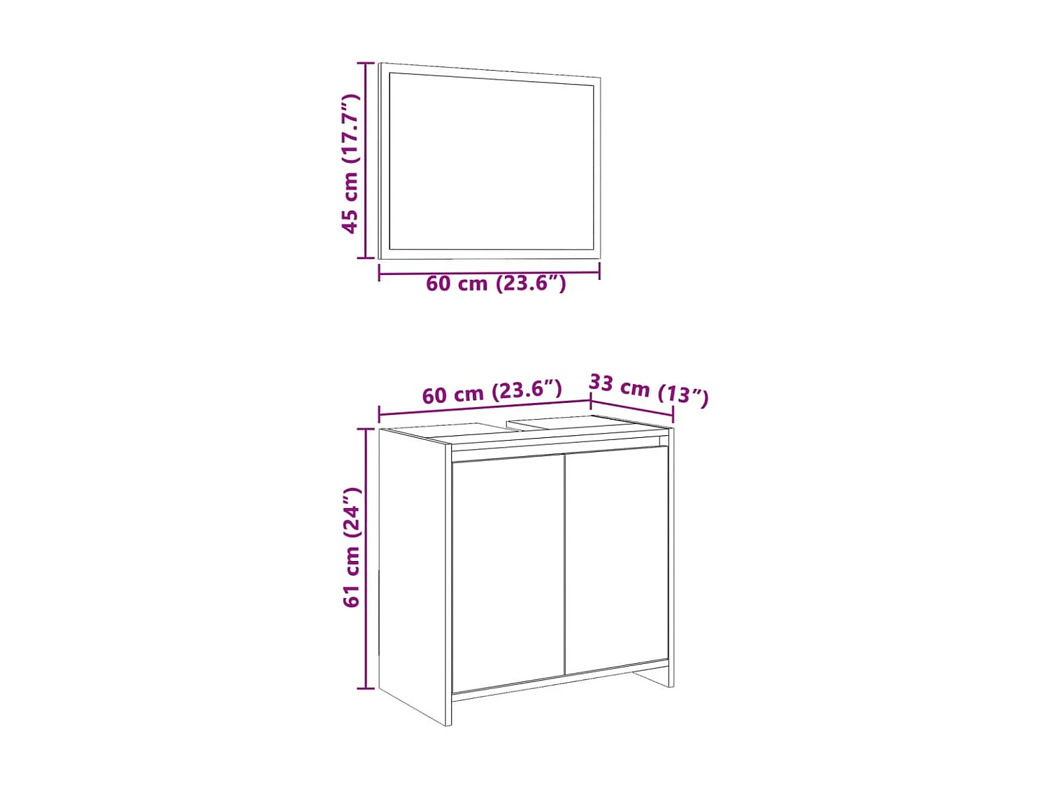 Set 2 mobili da bagno in rovere affumicato