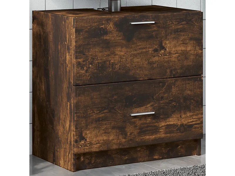 Meuble d'évier chêne fumé 59x37x59 cm bois d'ingénierie