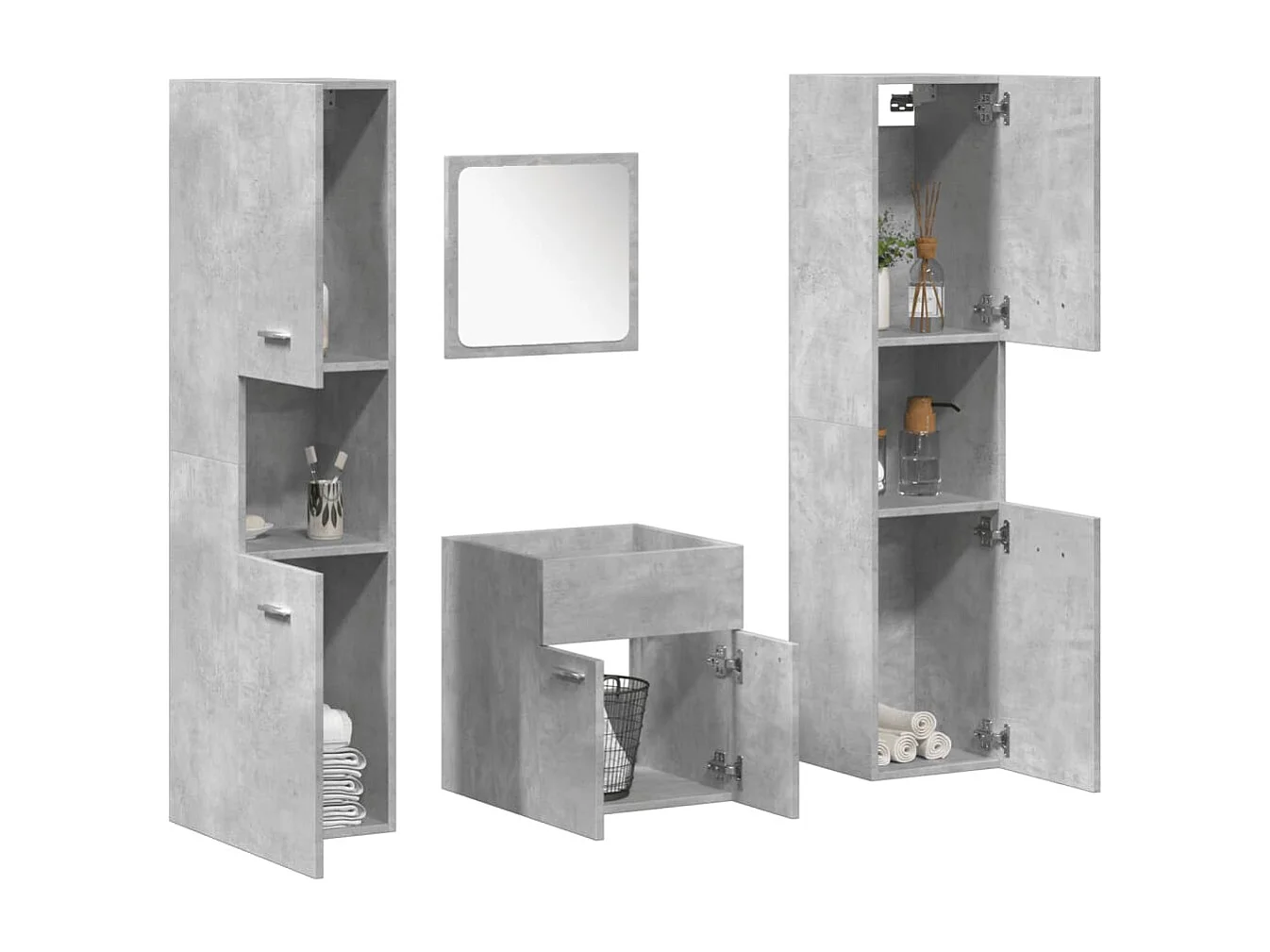 Juego de muebles de baño de 4 piezas en gris hormigón