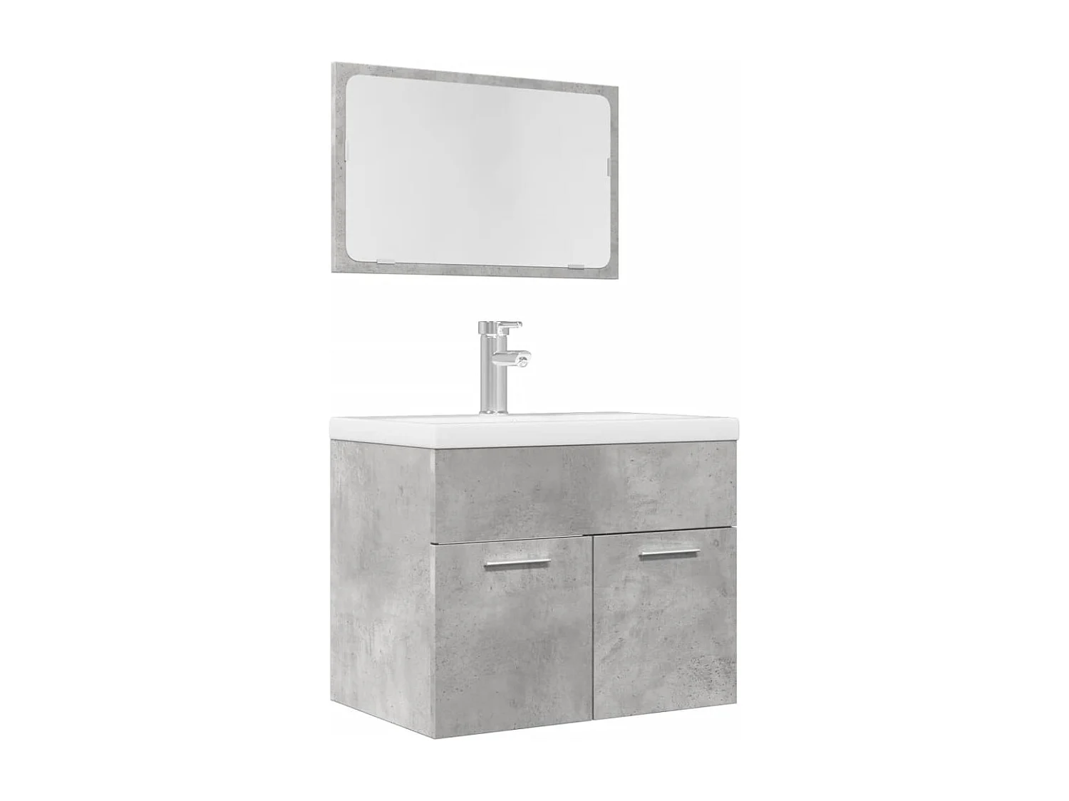 Betongraues 2-teiliges Badezimmermöbel-Set
