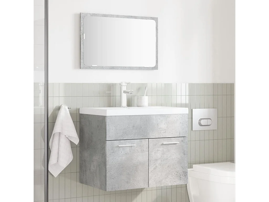 Betongraues 2-teiliges Badezimmermöbel-Set