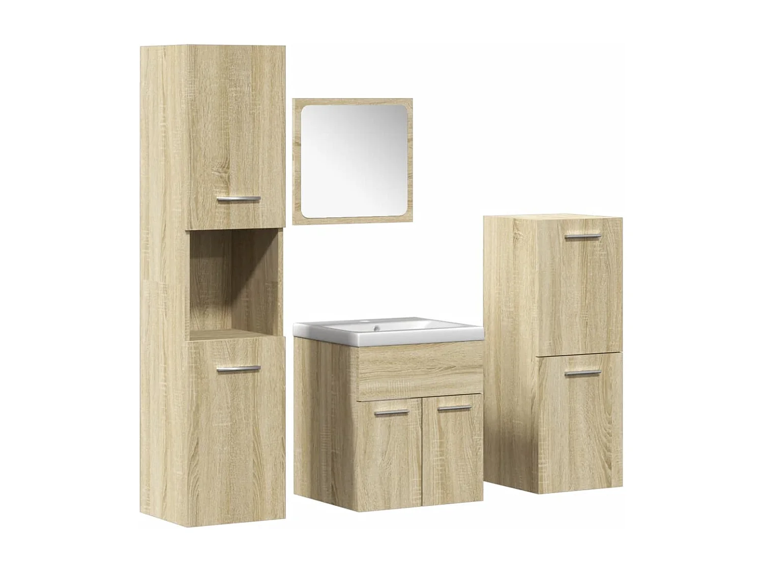 Set da bagno da 5 pezzi in rovere Sonoma