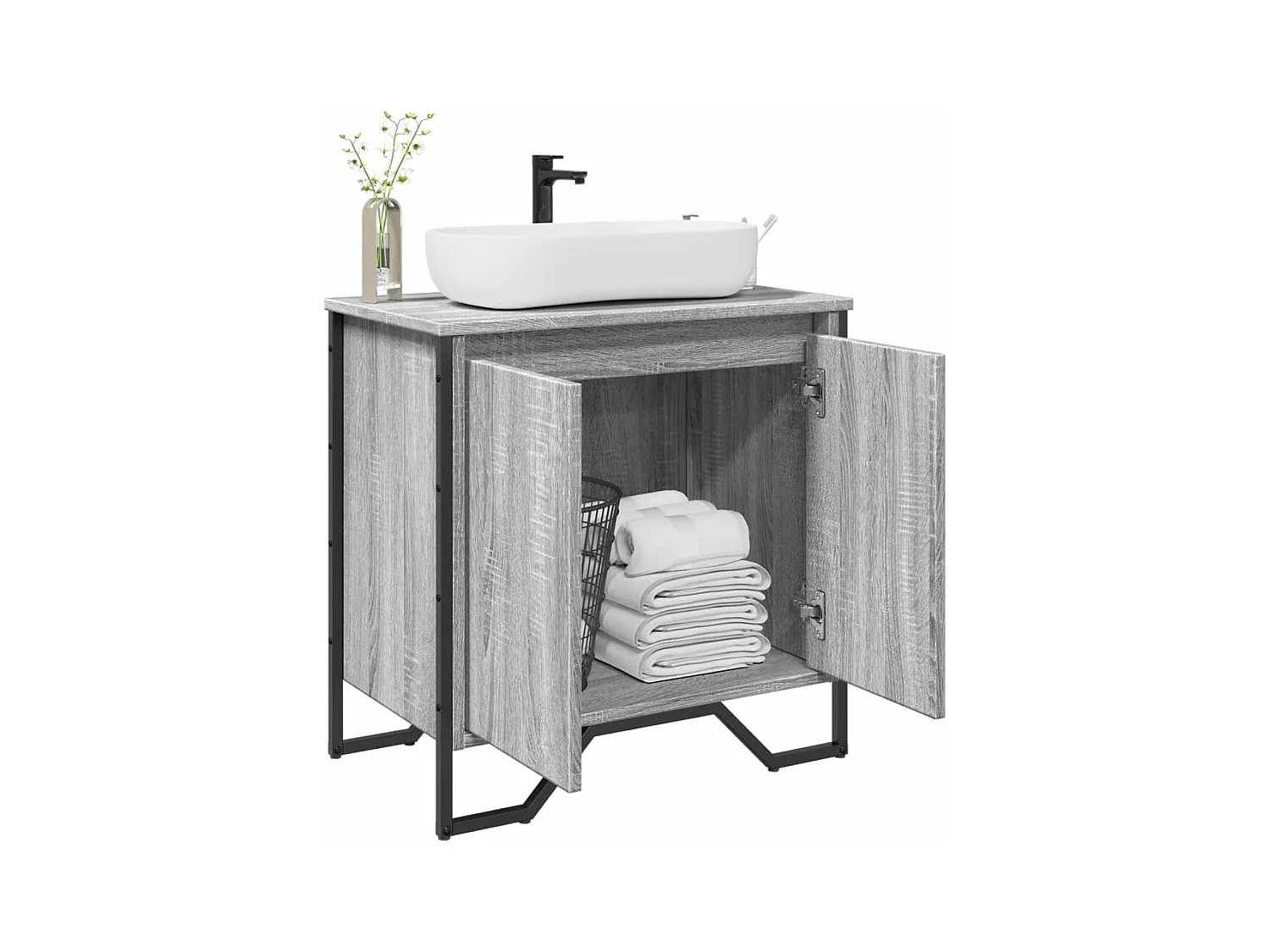 Waschbeckenunterschrank in Sonoma-Grau, 60 x 35 x 60 cm