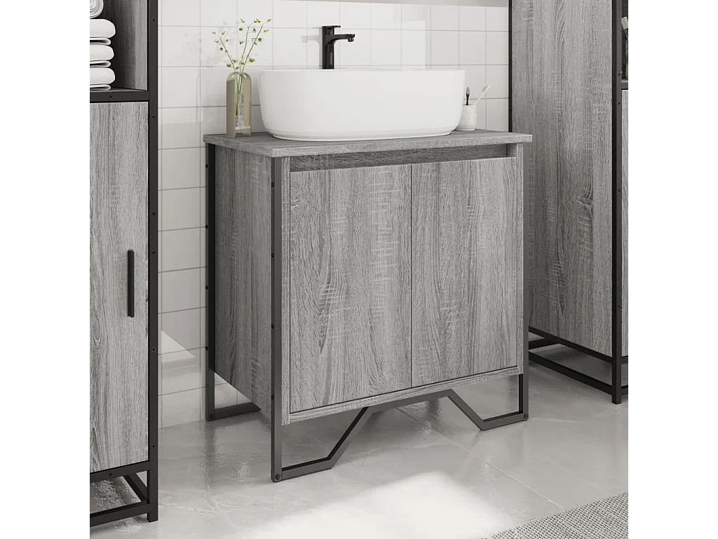 Armoire lavabo de salle de bain sonoma gris 60x35x60 cm