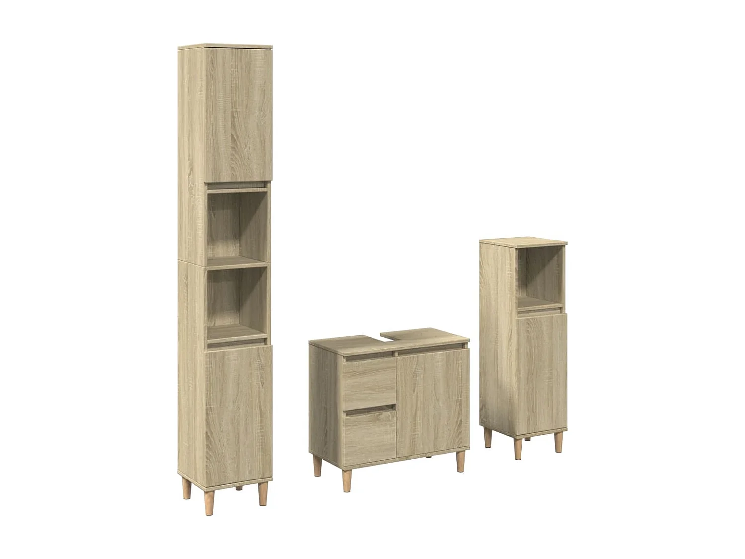 Ensemble de meubles de salle de bain 3 pcs chêne sonoma