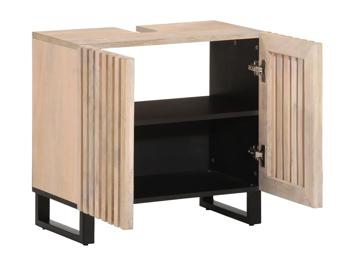 Armoire lavabo de bain 62x34x58 cm bois massif de manguier