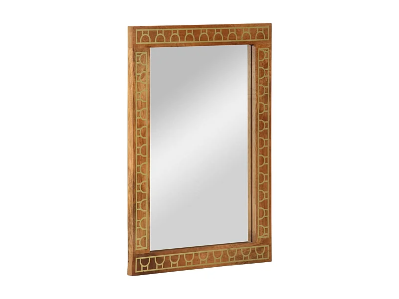 Miroir de bain 50x70x2,5 cm bois de manguier massif et verre