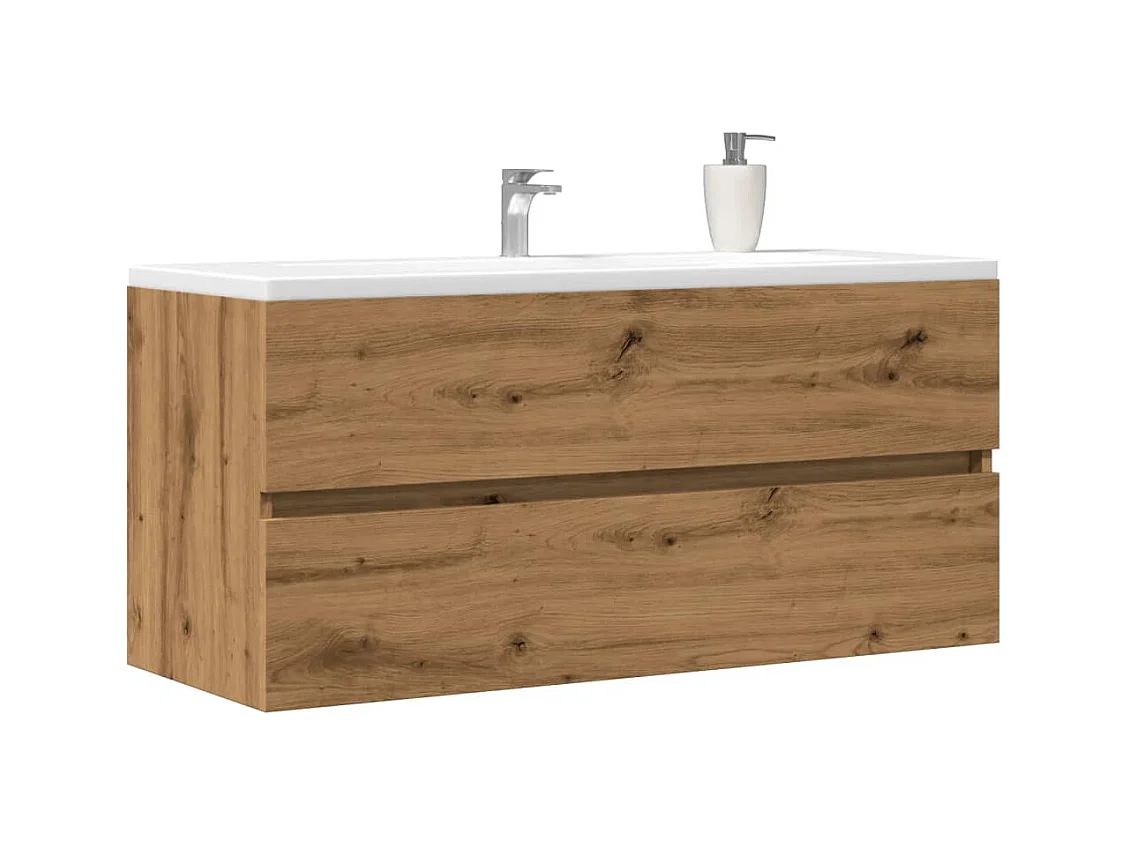 Handgefertigter Waschbeckenschrank aus Eichenholz, 100 x 38,5 x 45 cm, Holzwerkstoff