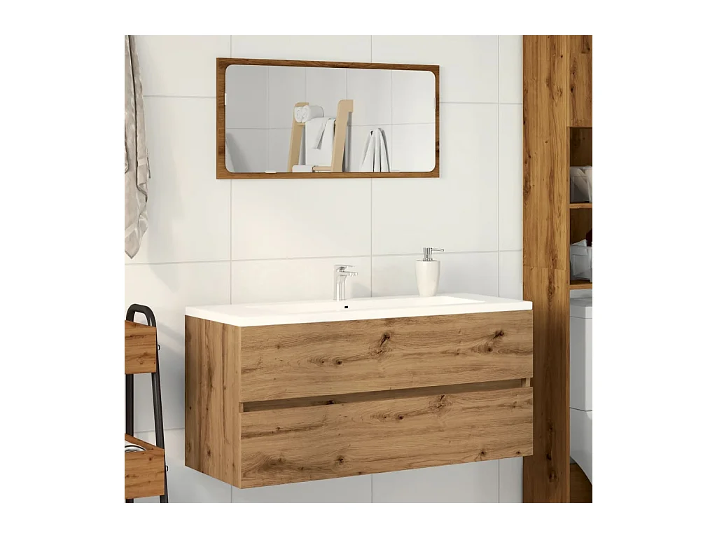 Armoire lavabo chêne artisanal 100x38,5x45 cm bois d'ingénierie
