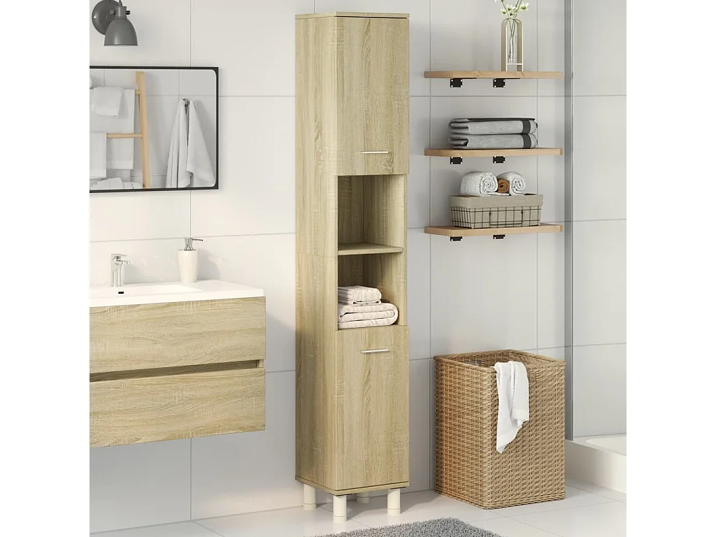 Mobile da bagno in rovere Sonoma 30,5x30x179 cm