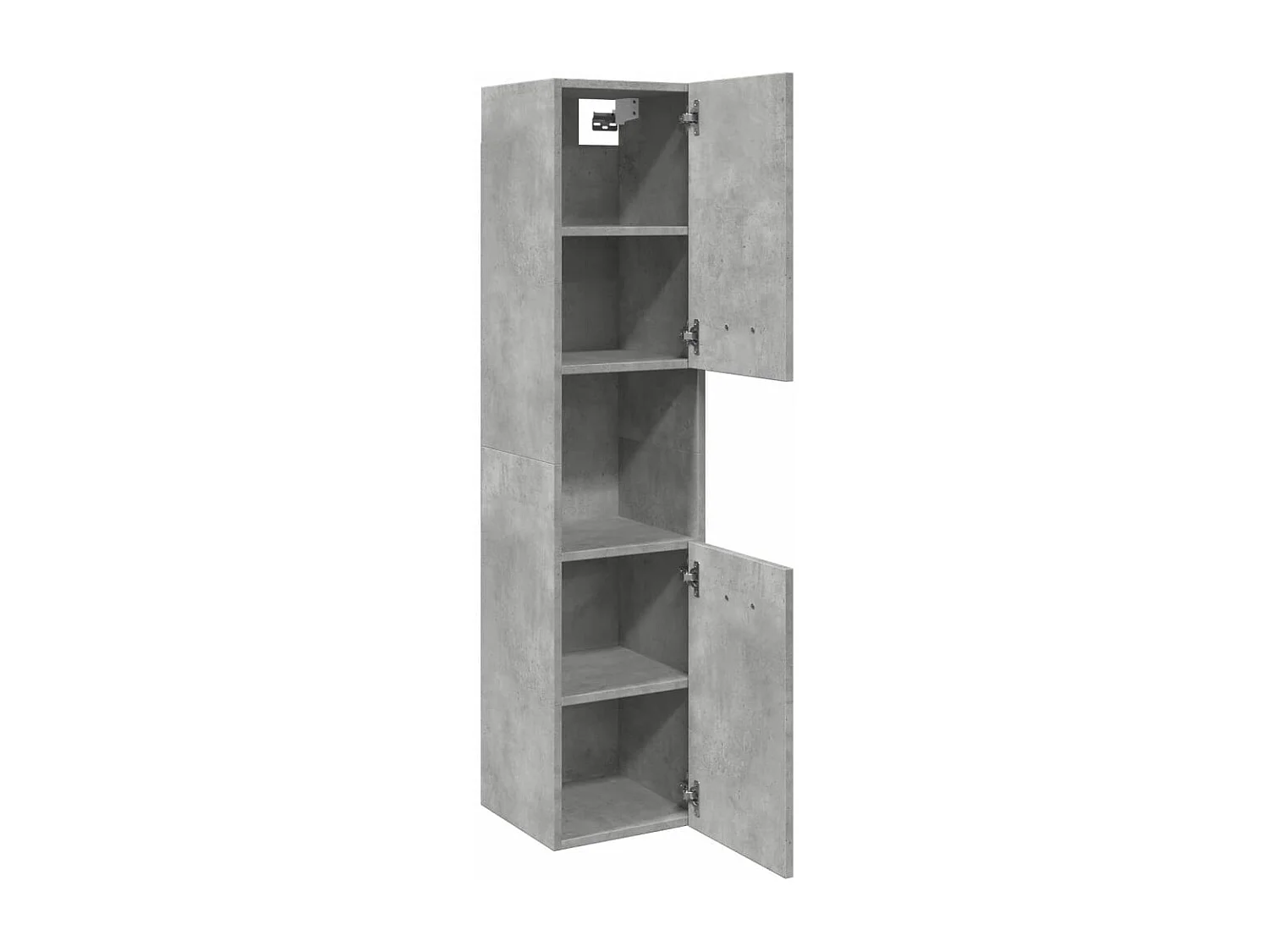 Móvel de banheiro suspenso concreto cinza madeira projetada