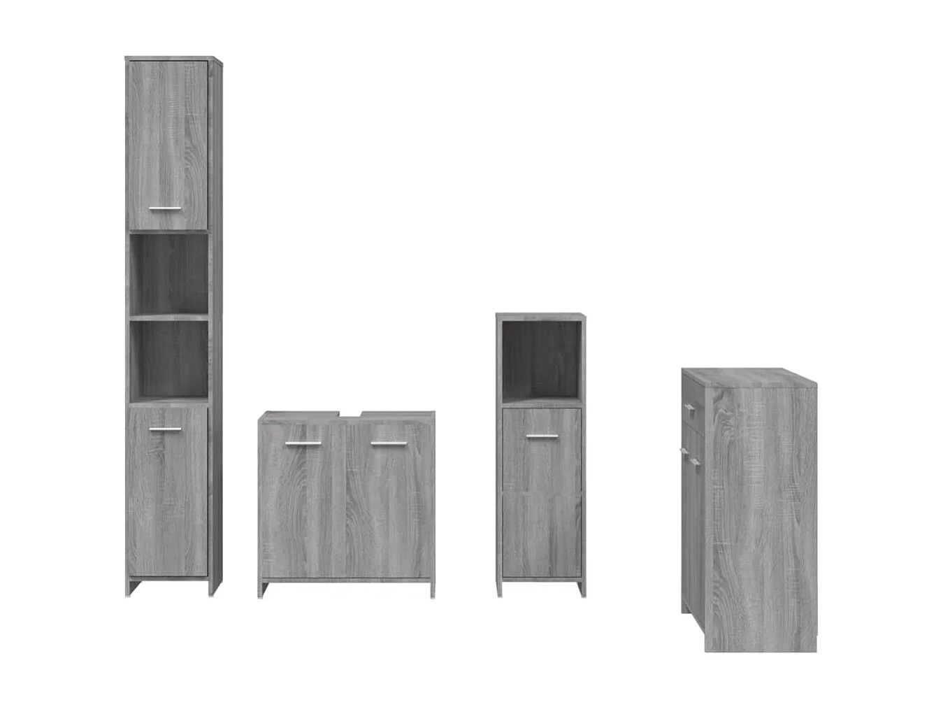 Ensemble de meubles de salle de bain 4 pcs Sonoma gris