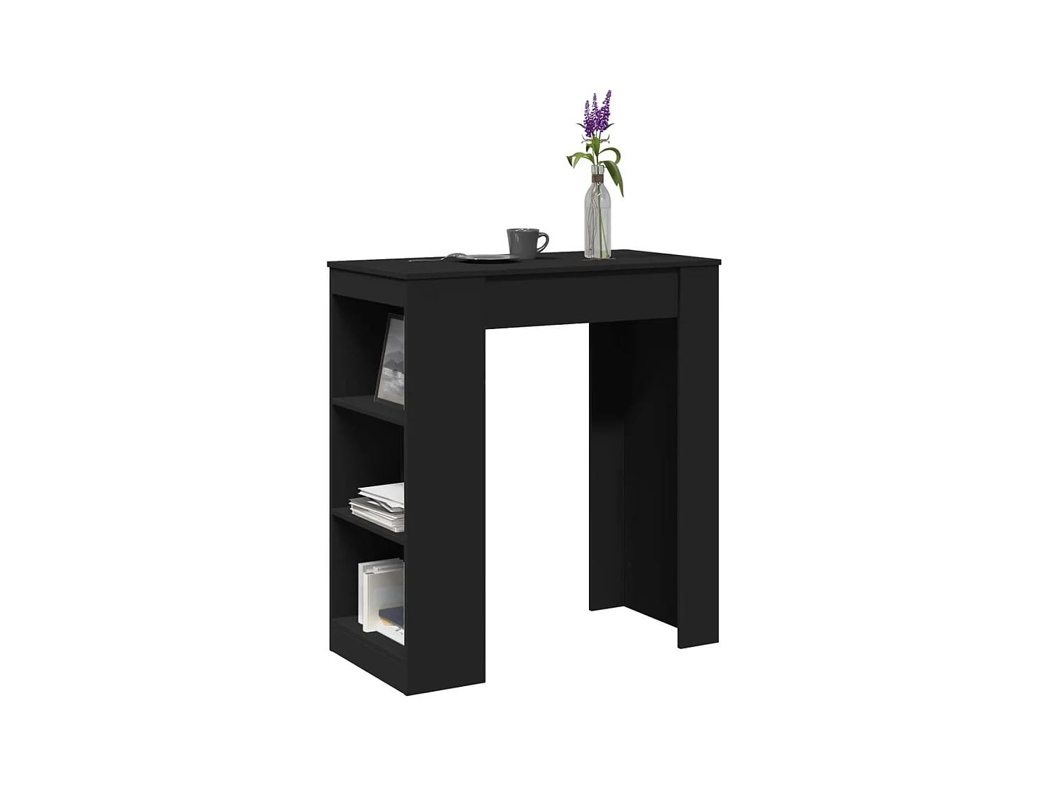 Bartisch mit Regal Schwarz 95x47x103,5 cm Holzwerkstoff