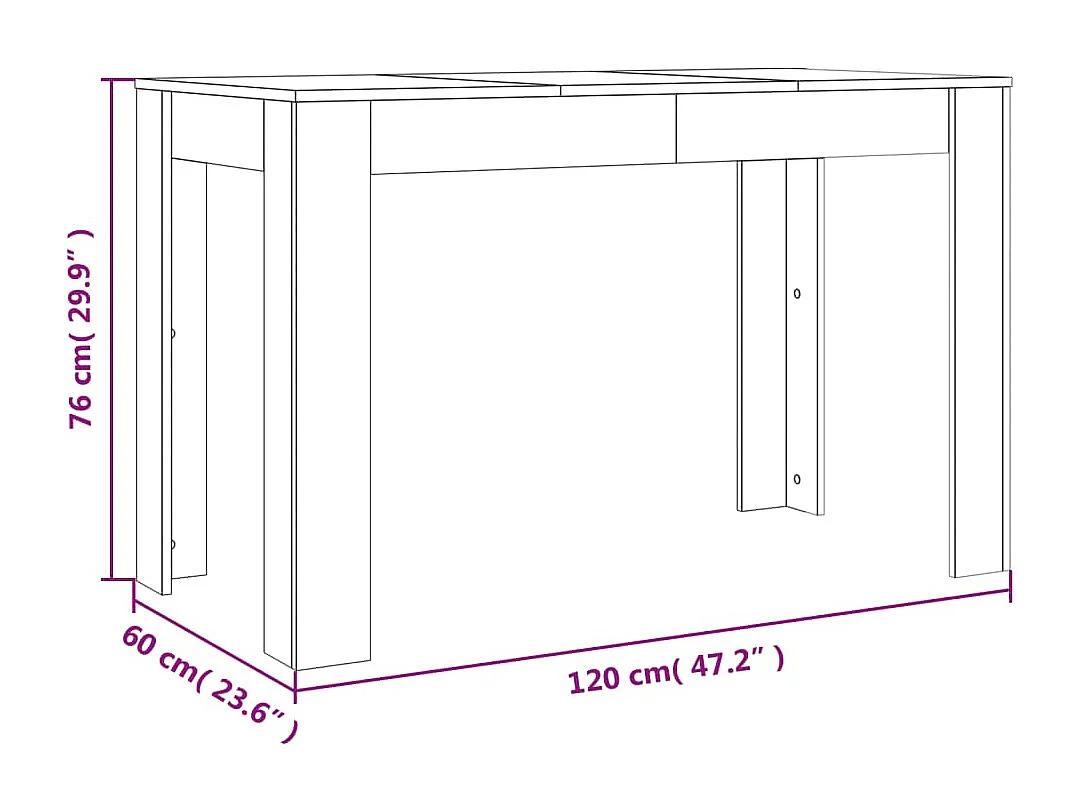 Esstisch Räuchereiche 120x60x76 cm Holzwerkstoff
