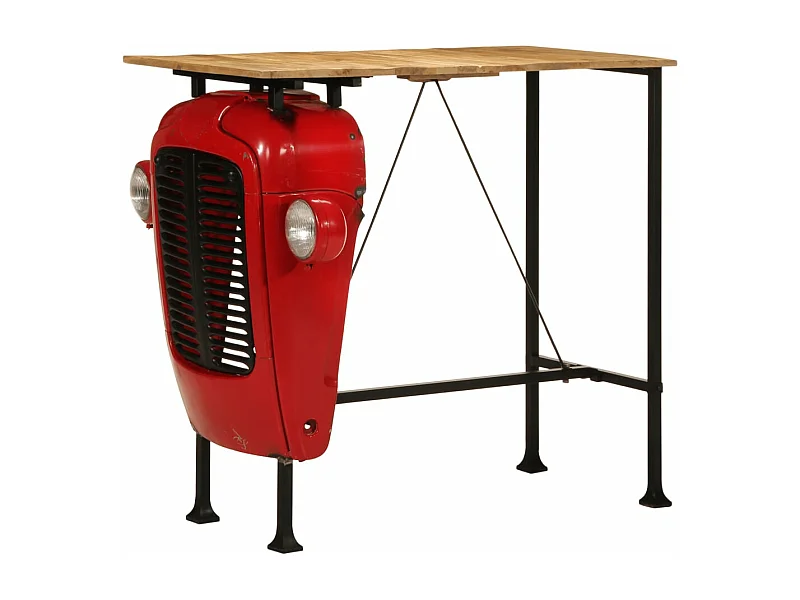 Tavolino Bar Trattore Rosso e Marrone 55x120x107 cm Legno Mango
