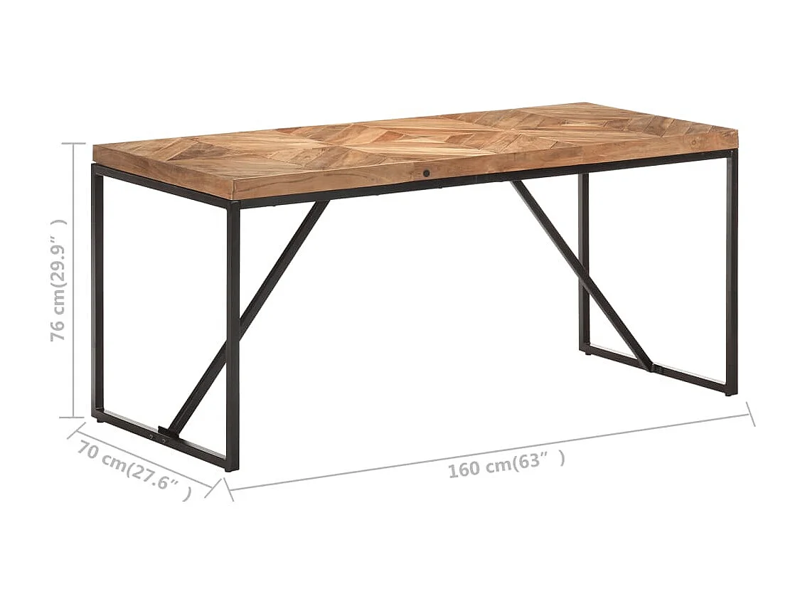 Tavolo da Pranzo 160x70x76 cm in Legno Massello Acacia e Mango