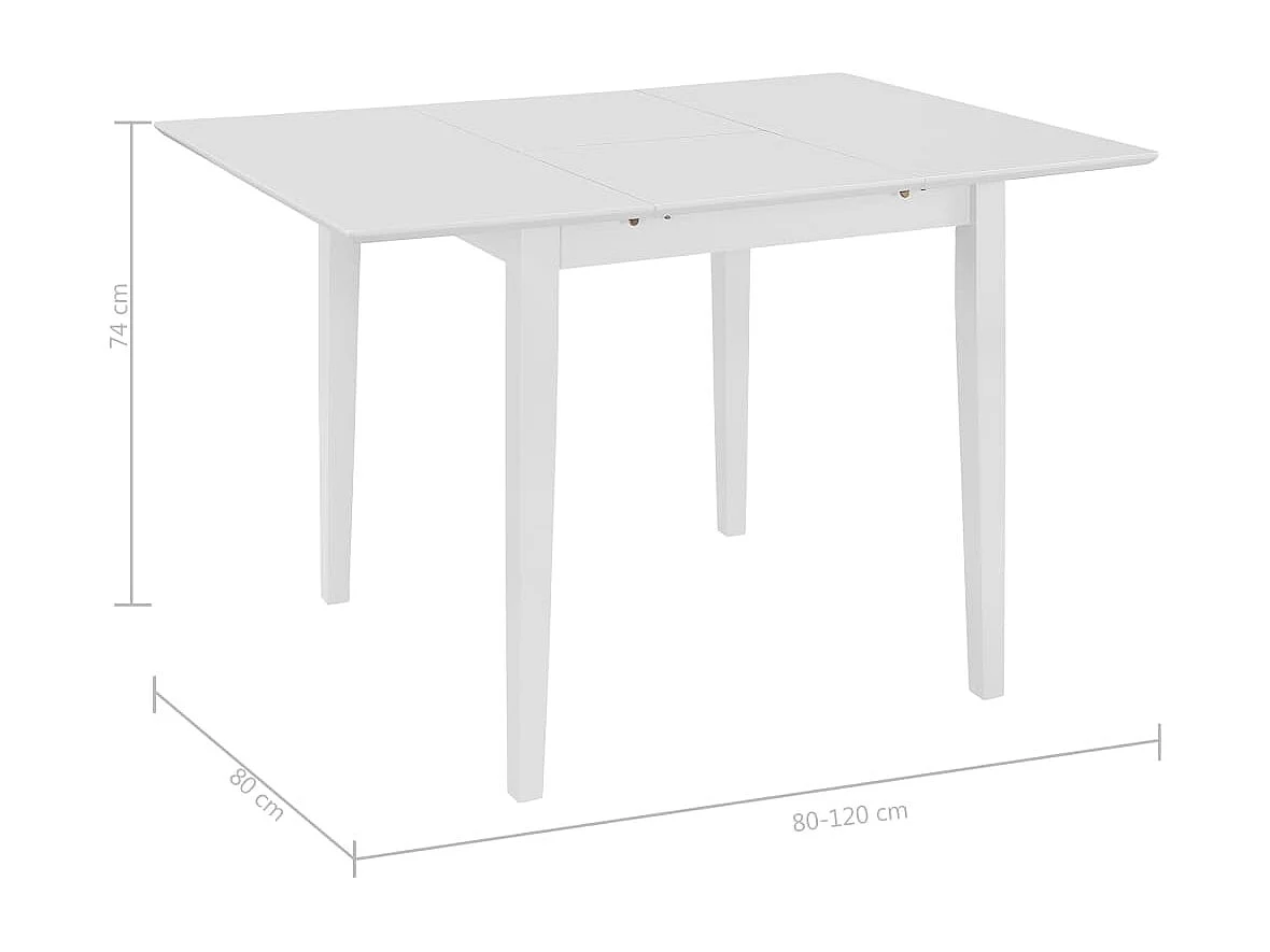 Esstisch Ausziehbar Weiß (80-120)x80x74 cm MDF