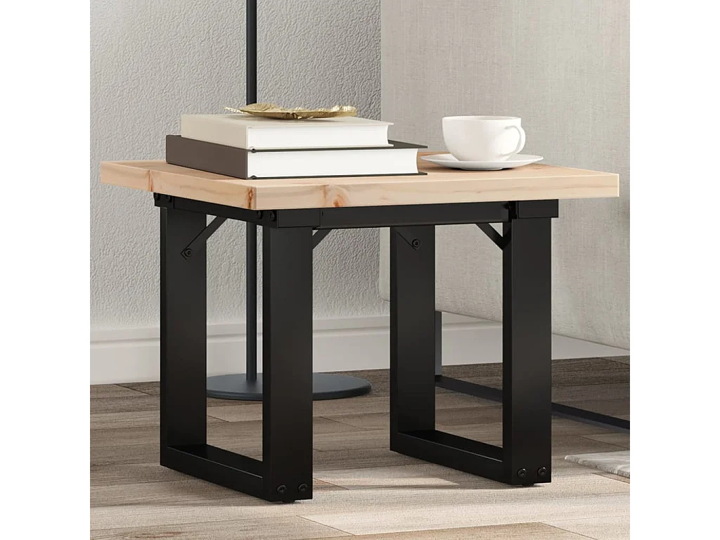 Table basse cadre en O 50x50x35,5cm bois de pin massif et acier