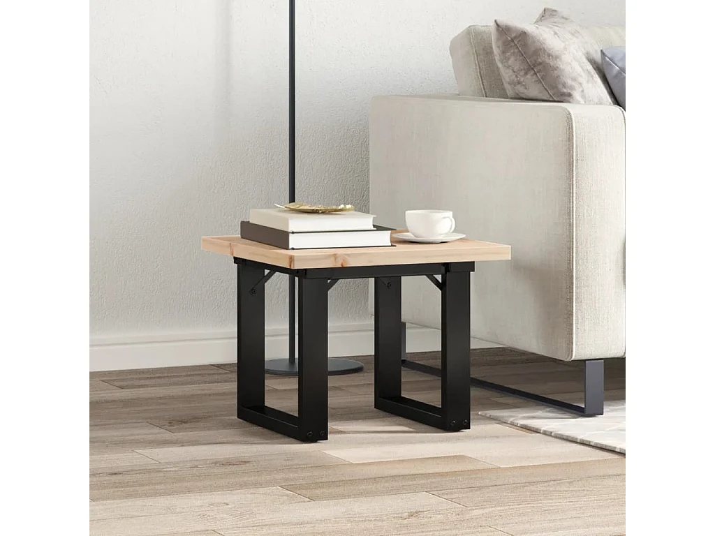 Table basse cadre en O 50x50x35,5cm bois de pin massif et acier