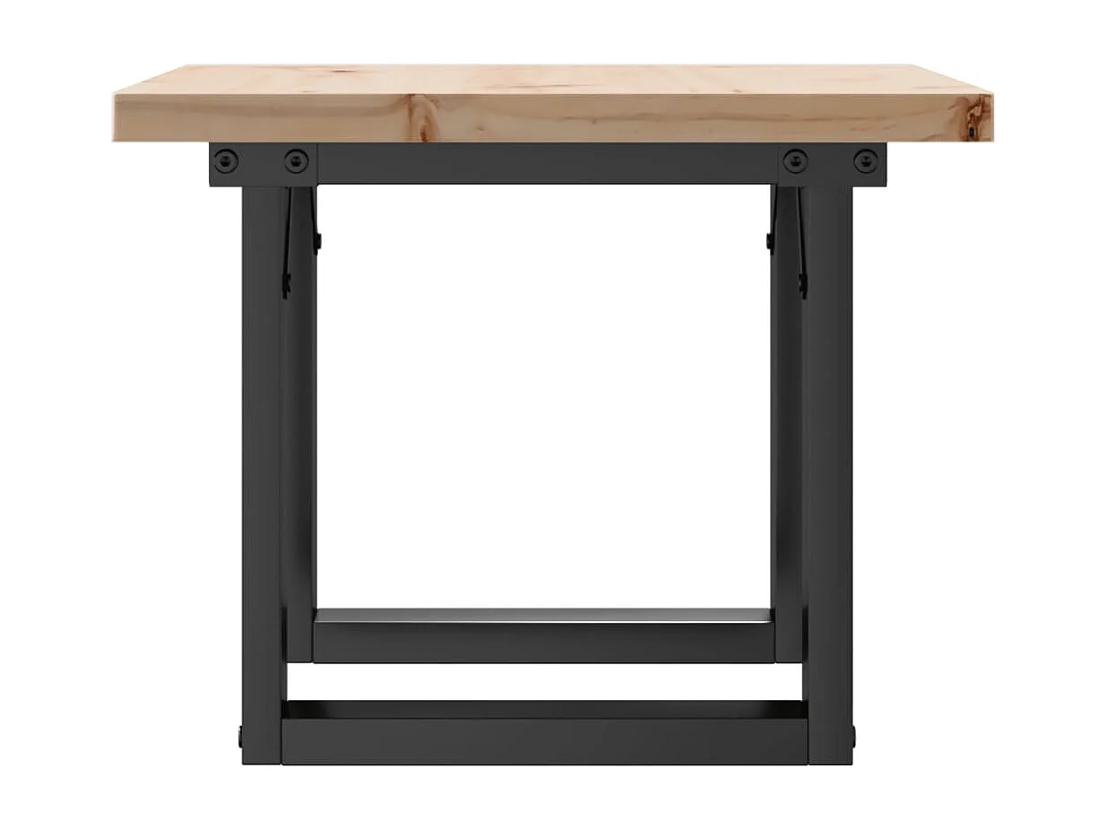 Table basse cadre en O 50x50x35,5cm bois de pin massif et acier