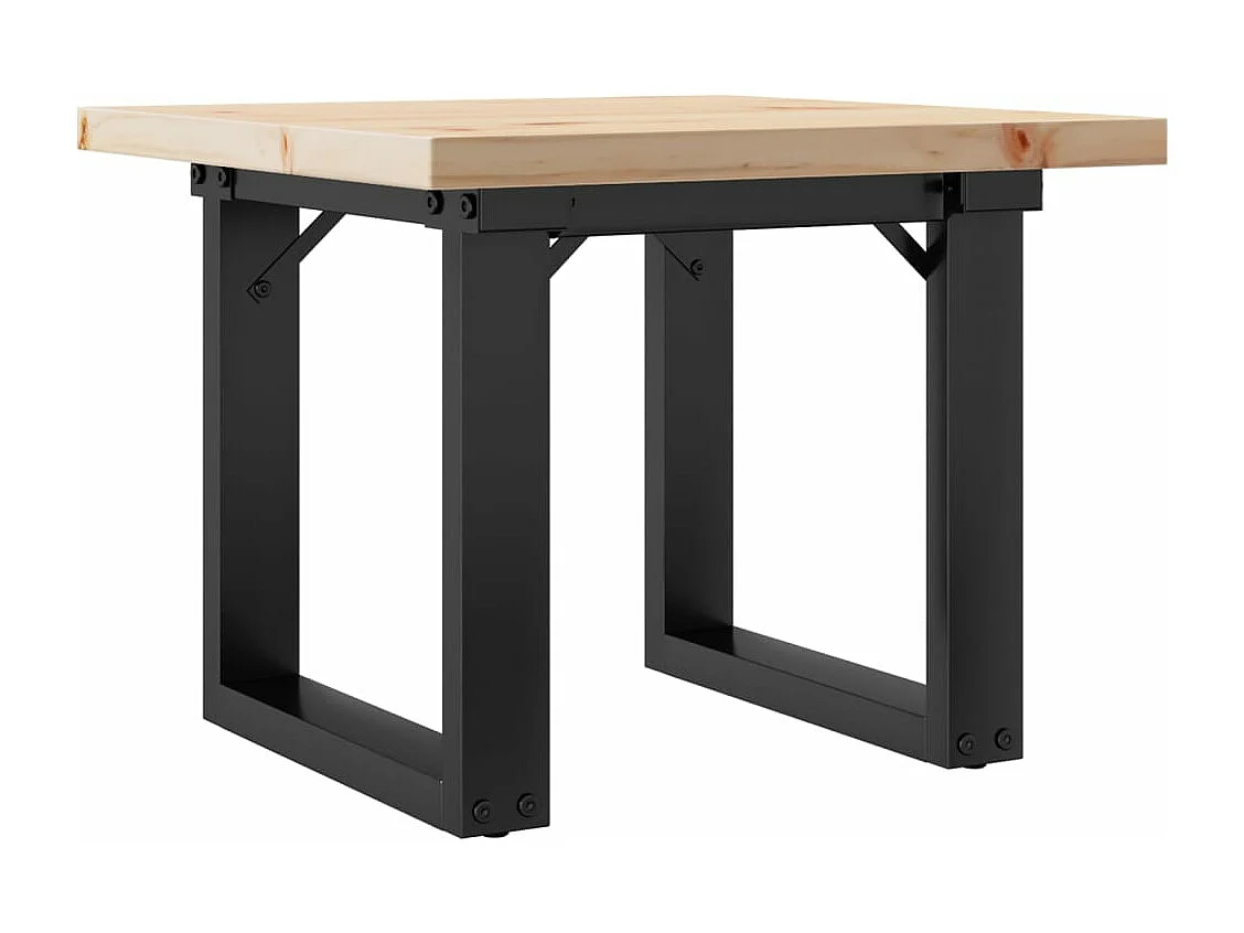 Table basse cadre en O 50x50x35,5cm bois de pin massif et acier