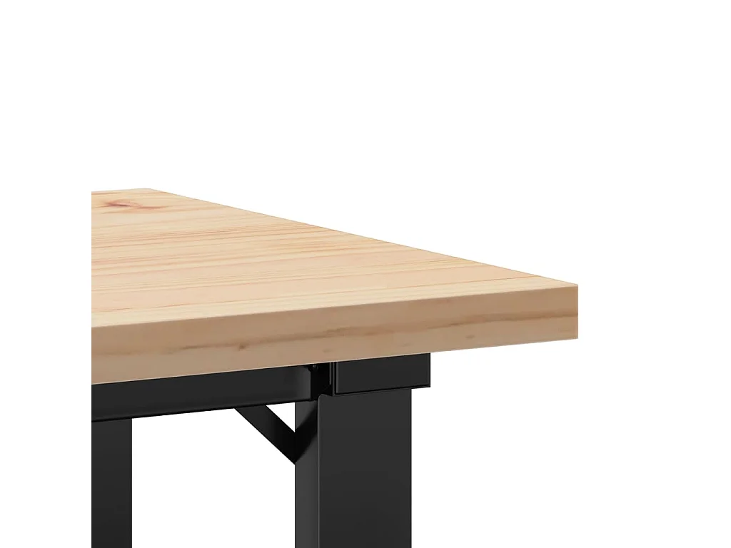Table basse cadre en O 50x50x35,5cm bois de pin massif et acier