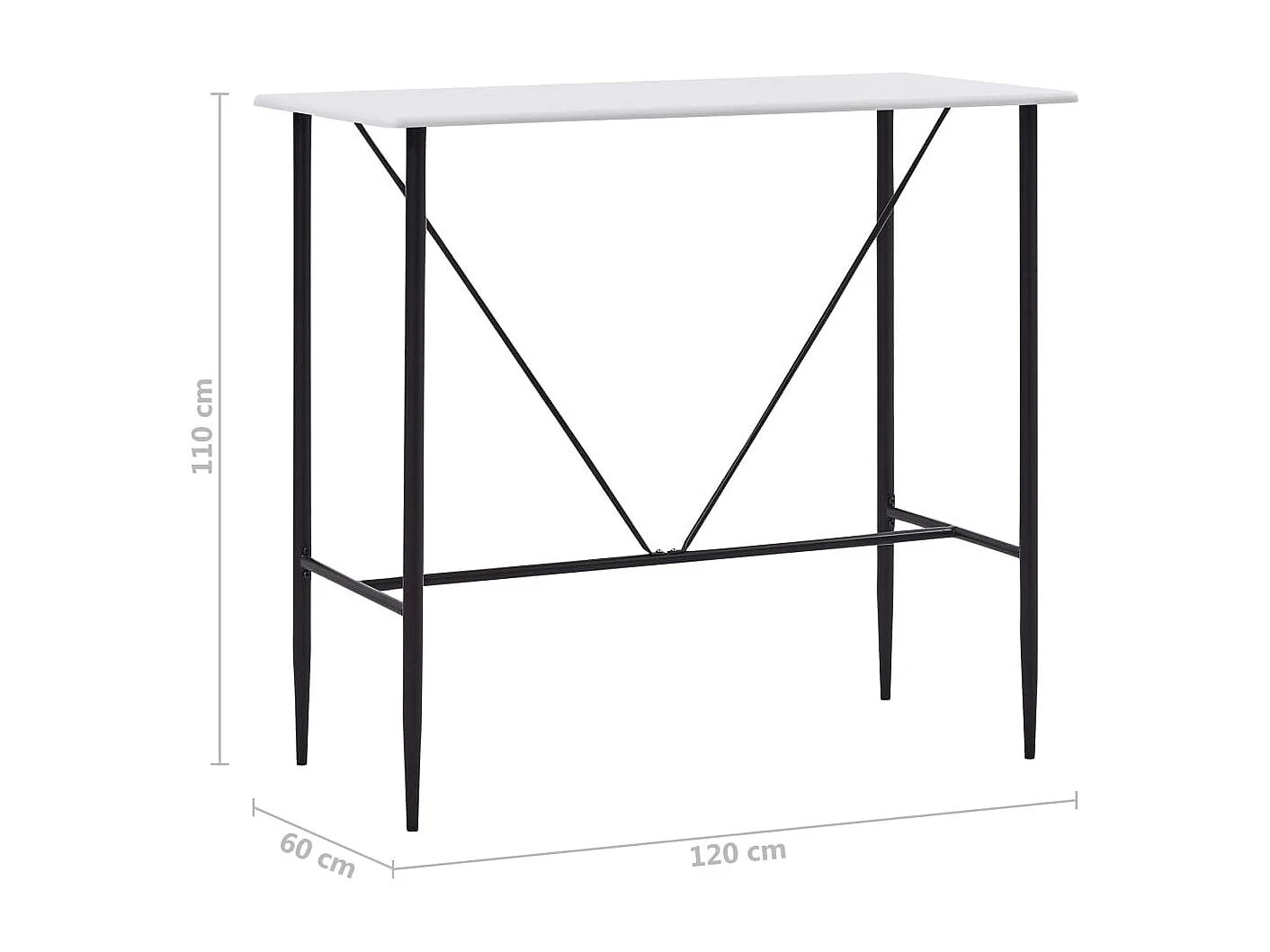 Tavolo da Bar Bianco 120x60x110 cm in MDF