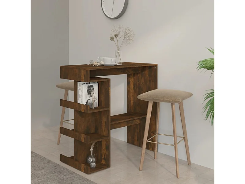 Bartafel met opbergrek 100x50x101,5 cm hout gerookt eiken