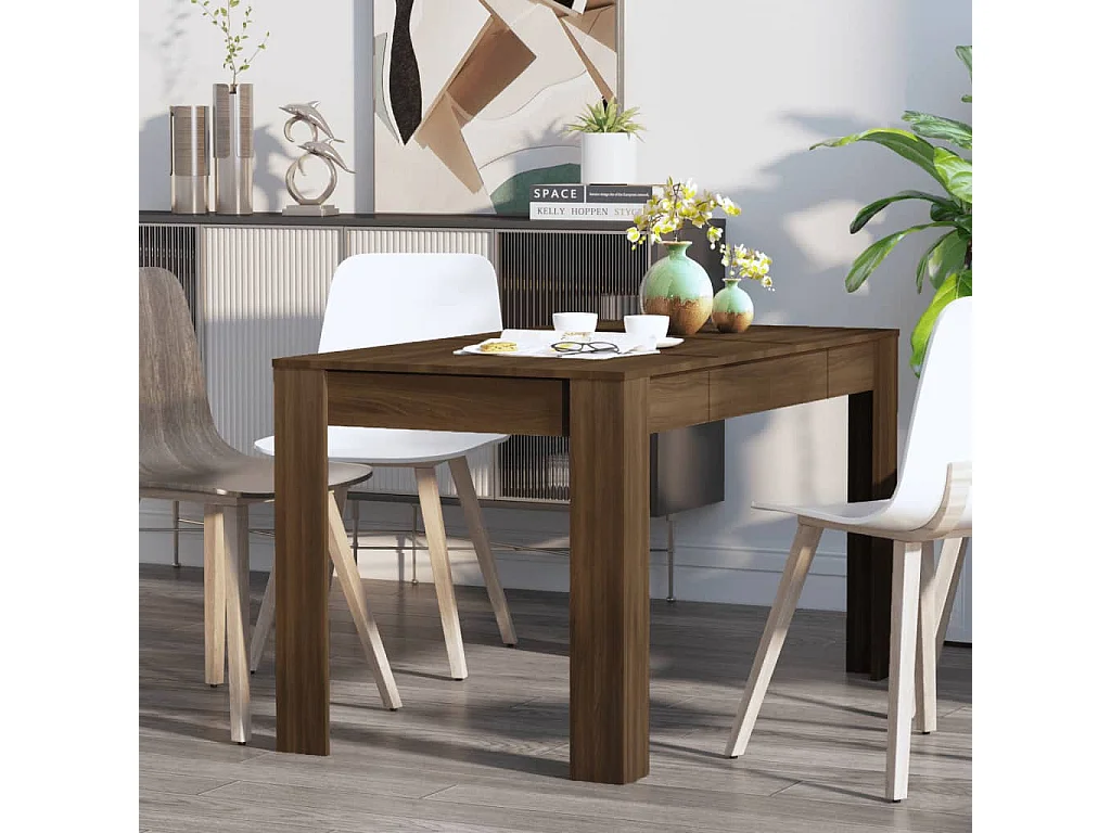 Mesa jantar 140x74,5x76 cm derivados madeira carvalho castanho