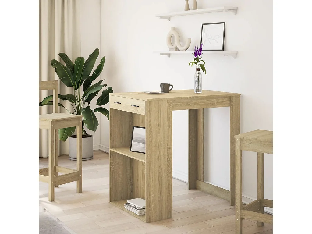 Table de bar chêne sonoma 102x70x103,5 cm bois d'ingénierie