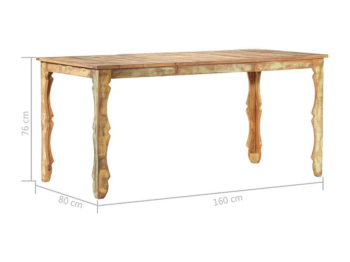 Tavolo da Pranzo 160x80x76 cm in Legno Massello di Recupero
