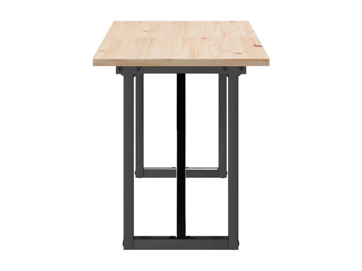 Mesa de centro estrutura em O 160x40x45cm pinho e ferro fundido