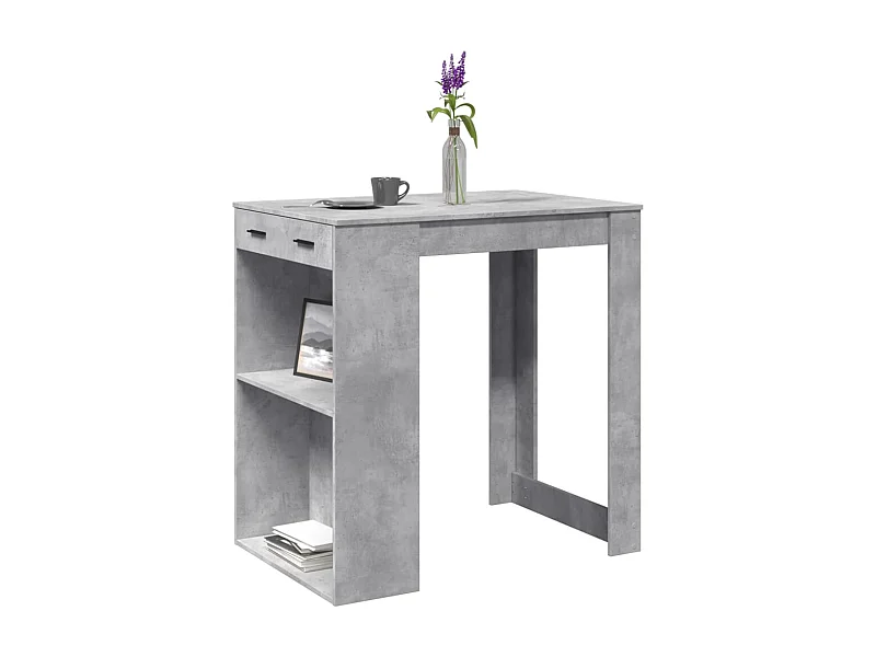 Table de bar gris béton 102x70x103,5 cm bois d'ingénierie