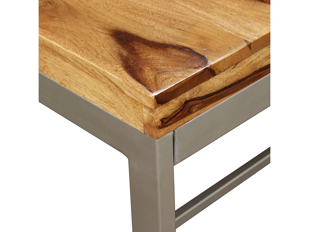 Tavolo da Pranzo in Legno Massello di Sheesham e Acciaio 180 cm