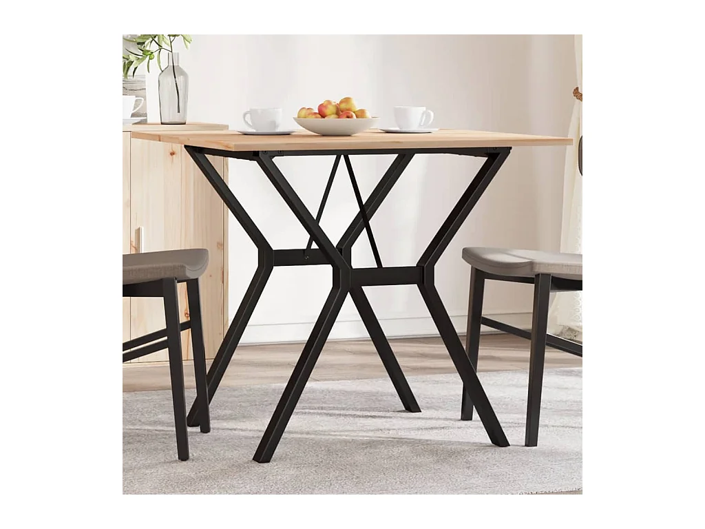 Tavolo da Pranzo Telaio a Y 90x90x75 cm Legno Pino e Acciaio