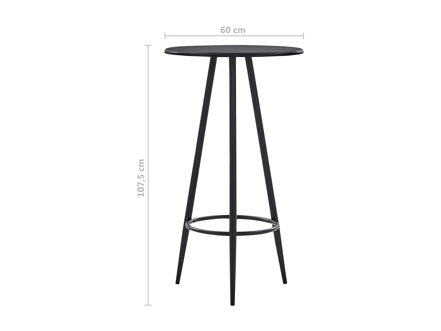 Table de bar Noir 60x107,5 cm MDF