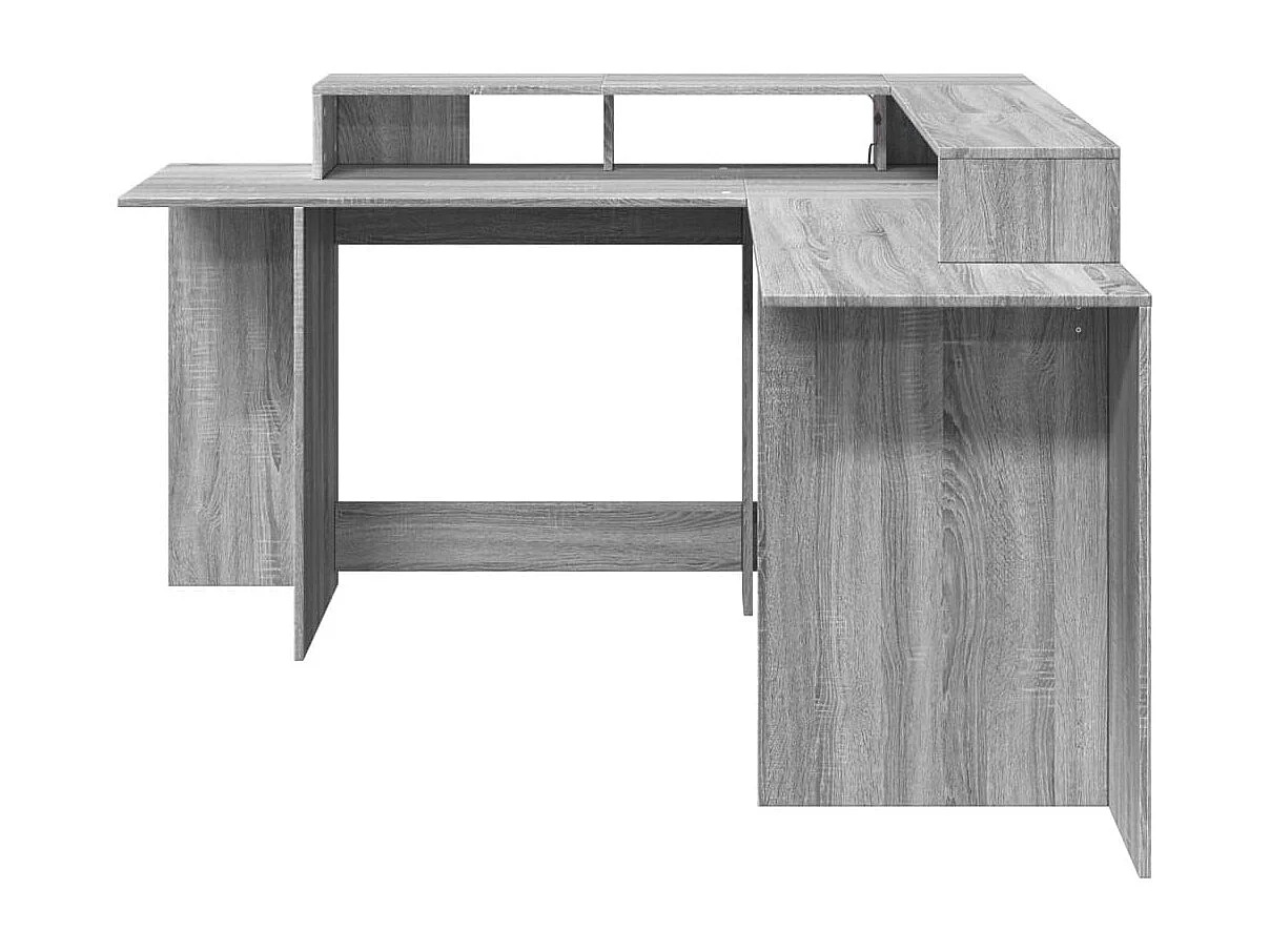 Bureau et lumières LED sonoma gris 152x152x91cm bois ingénierie